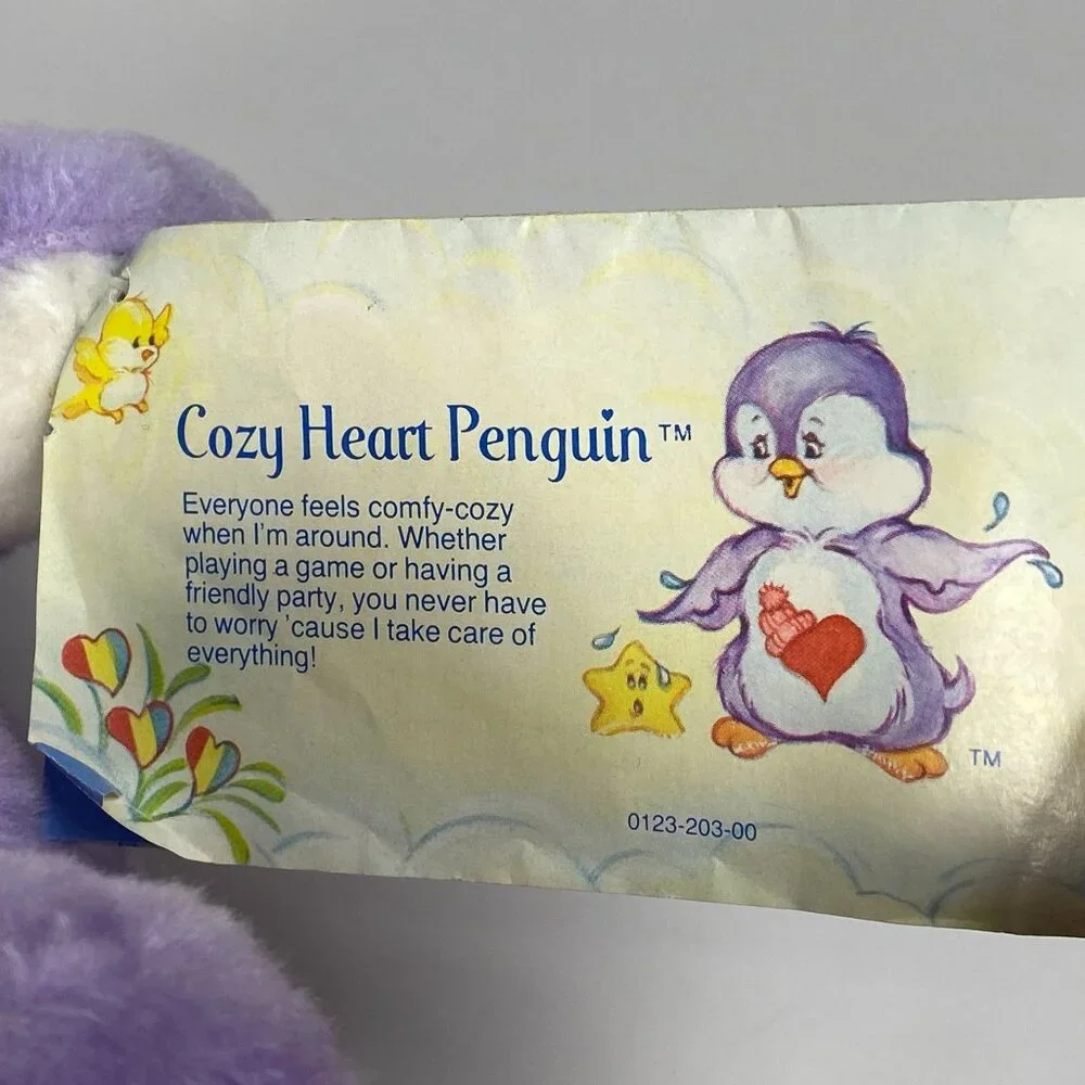 1984 Care Bear Cousins Cozy Heart Penguin Plush Stuffed Animal Kenner w Booklet